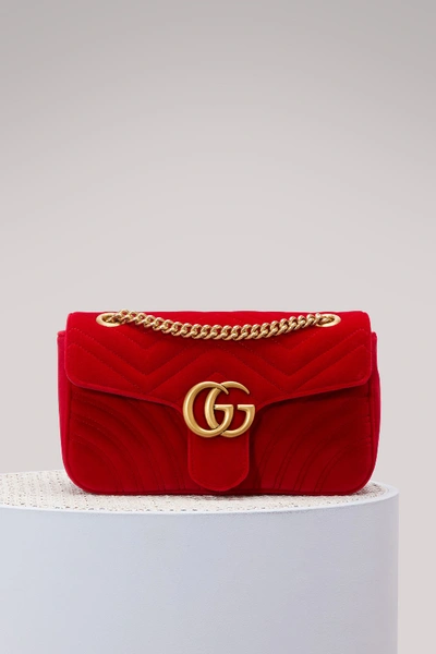 Shop Gucci Gg Marmont Velvet Shoulder Bag