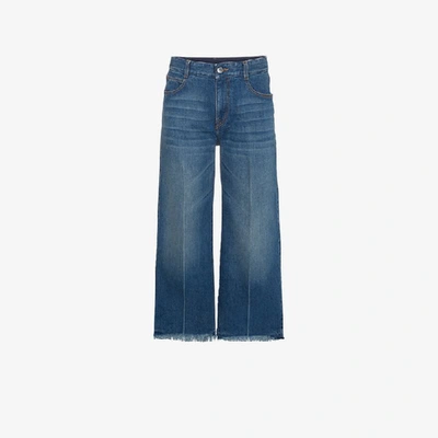 Shop Stella Mccartney Cropped Wide Leg Jeans In Blue