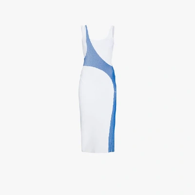 Shop Esteban Cortazar Varsity Stretch Midi-dress In White