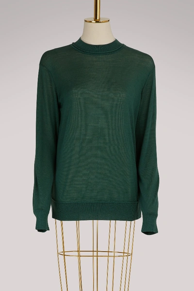 Shop Apc Seberg Virgin Wool Sweater In Vert Sapin