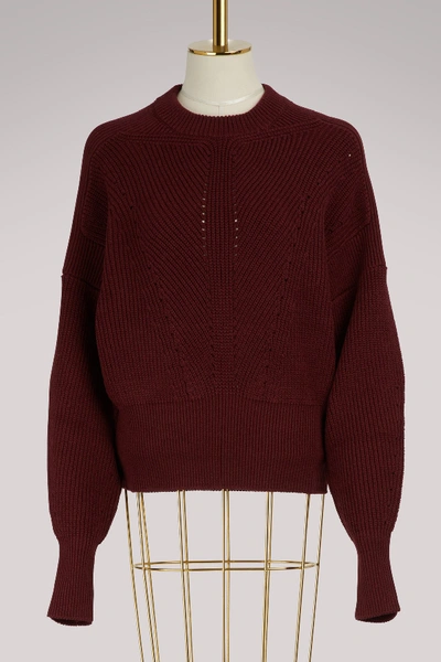 Shop Isabel Marant Lonnyl Cotton And Wool Sweater In Burgundy