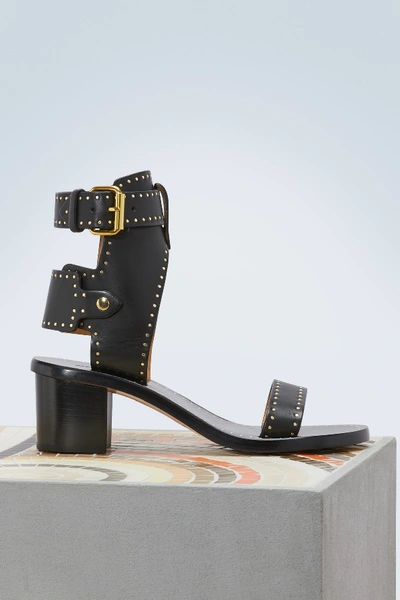 Shop Isabel Marant Jaeryn Studded Leather Sandals In Black