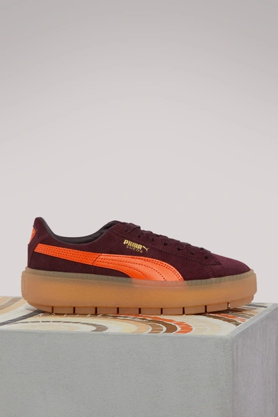 Shop Puma Bi-color Trace Platform Suede Sneakers In Win