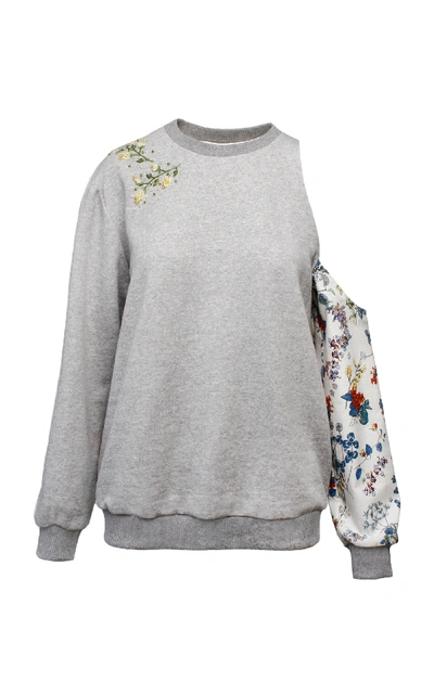 Shop Anouki Multicolor Flower Print Sweatshirt In Grey