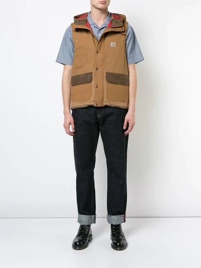 Shop Junya Watanabe Man  Comme Des Garcons Man X Carhatt Gilet - Brown