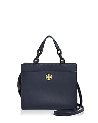 Shop Tory Burch Kira Small Leather Tote In Royal Navy Blue/gold