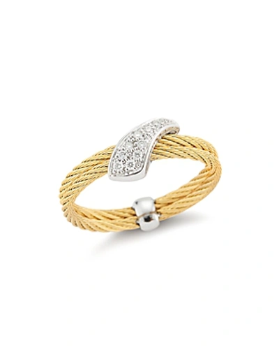 Shop Alor Noir Woven Diamond Ring In Gold/silver