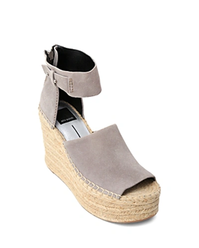 Shop Dolce Vita Women's Straw Suede Platform Wedge Espadrille Sandals In Smoke Suede