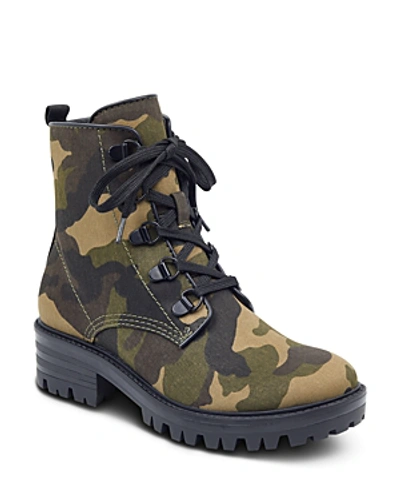 Shop Kendall + Kylie Kendall And Kylie Women's Epic Camo Print Combat Booties In Dark Green
