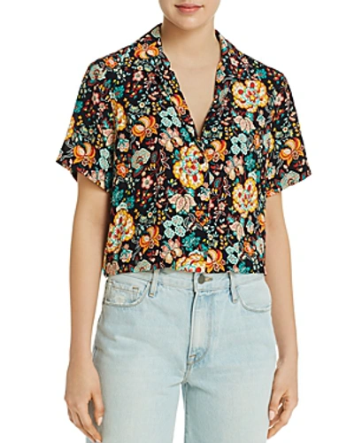 Shop Frame Mini Floral Short Sleeve Shirt In Noir Multi