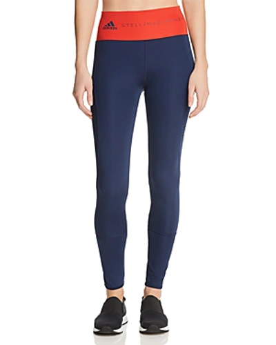 Shop Adidas By Stella Mccartney Train Perforated Leggings In Collegiate Navy