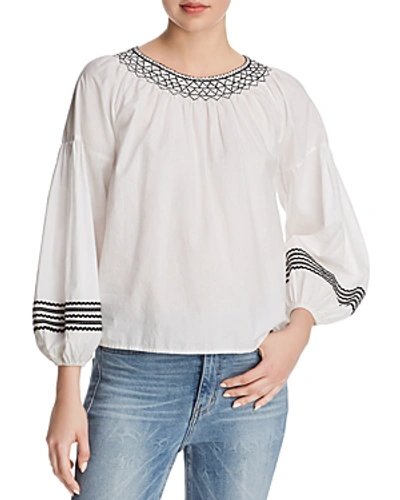 Shop Joie Ghada Smocked Top In Clean White