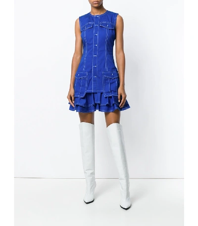Shop Givenchy Blue Frill-trim Fitted Dress