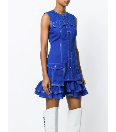 Shop Givenchy Blue Frill-trim Fitted Dress