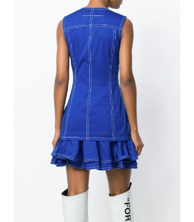 Shop Givenchy Blue Frill-trim Fitted Dress