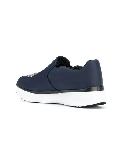 Shop Prada Patched Slip On Sneakers