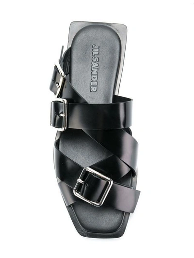 Shop Jil Sander Strappy Flat Sandals - Black
