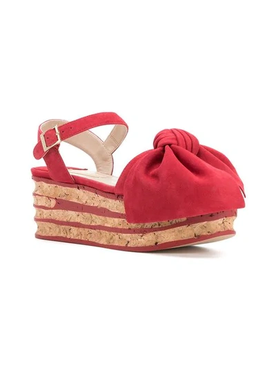Shop Paloma Barceló Platform Bow Sandals In Red