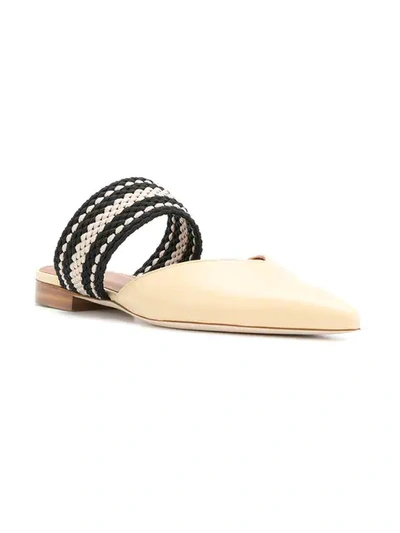 Shop Malone Souliers Woven Strap Mules In Neutrals