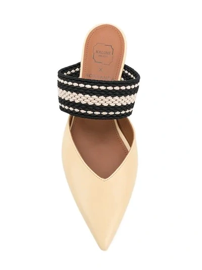 Shop Malone Souliers Woven Strap Mules In Neutrals