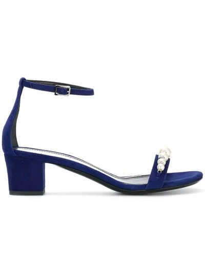 Shop Lanvin Pearl Embellished Sandals - Blue