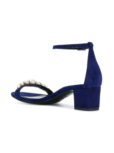 Shop Lanvin Pearl Embellished Sandals - Blue