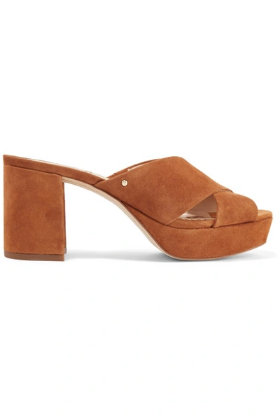 Shop Sam Edelman Jayne Suede Platform Mules In Tan