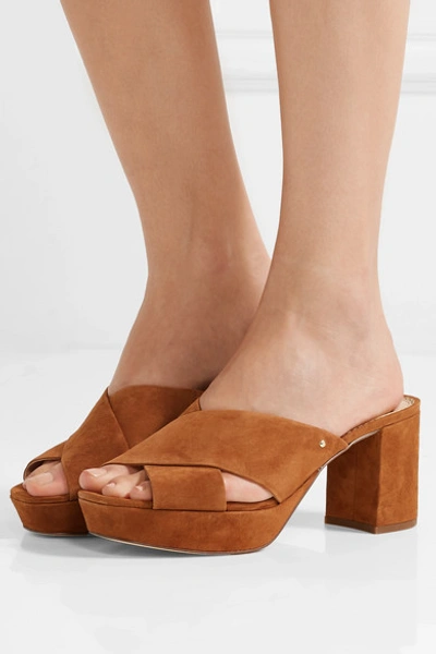 Shop Sam Edelman Jayne Suede Platform Mules In Tan