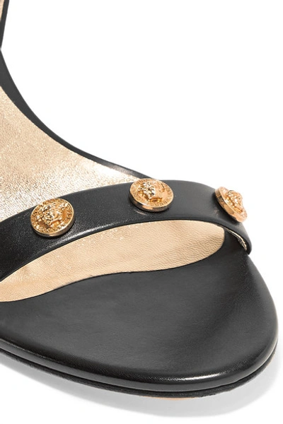 Shop Versace Embellished Leather Sandals In Black