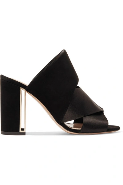 Shop Nicholas Kirkwood Nini Satin And Suede Mules In Black