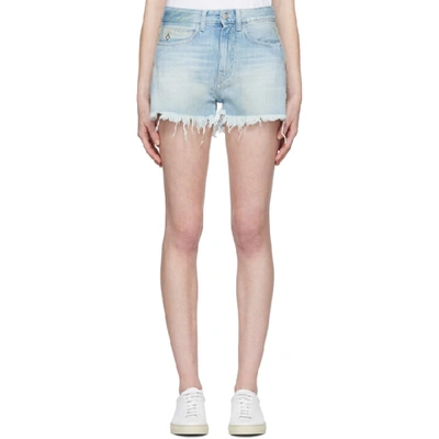 Shop Marcelo Burlon County Of Milan Blue Flower Shorts In 7388 Vintag