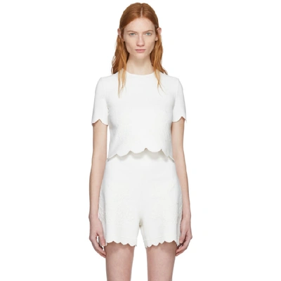 Shop Alexander Mcqueen Ivory Short Sleeve Cropped Crewneck Pullover In 9078 Ivory