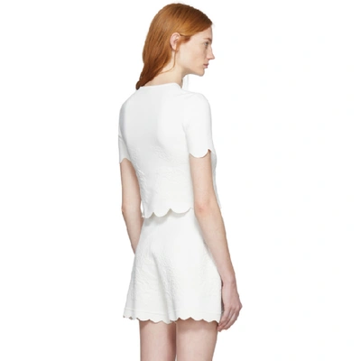 Shop Alexander Mcqueen Ivory Short Sleeve Cropped Crewneck Pullover In 9078 Ivory