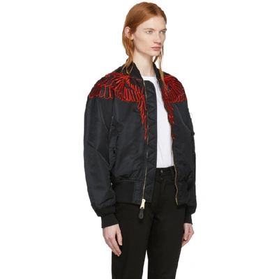 Marcelo Burlon County Of Milan Black & Red Alpha Industries Edition Wing  Ma-1 Bomber Jacket | ModeSens