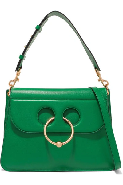 Shop Jw Anderson Pierce Medium Leather Shoulder Bag In Green