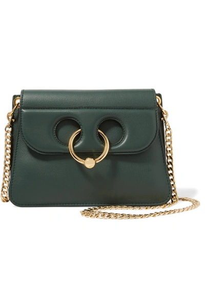 Shop Jw Anderson Pierce Mini Leather Shoulder Bag In Dark Green