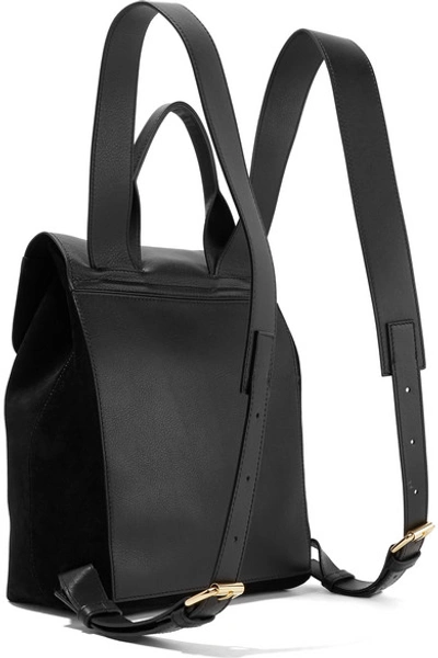 Shop Jw Anderson Pierce Mini Suede And Textured-leather Backpack In Black