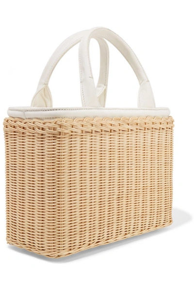 Shop Prada Midollino Tasseled Canvas And Leather-trimmed Wicker Tote