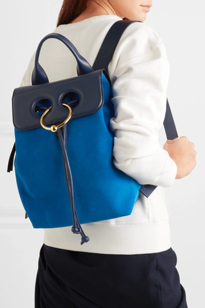 Shop Jw Anderson Pierce Mini Suede And Textured-leather Backpack