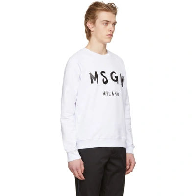 Shop Msgm White Logo Sweatshirt In 01.white