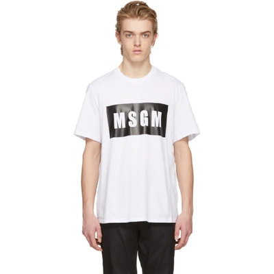 Shop Msgm White Box Logo T-shirt In 01.white