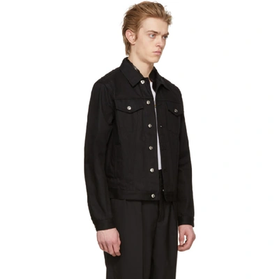 Shop Alexander Mcqueen Black Leather Trim Denim Jacket In 0901 Blkblk