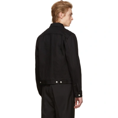 Shop Alexander Mcqueen Black Leather Trim Denim Jacket In 0901 Blkblk
