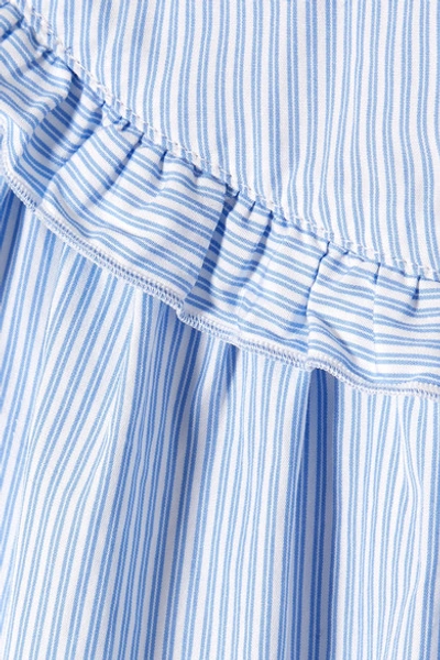 Shop Alexa Chung Ruffled Striped Cotton-poplin Shirt In Blue