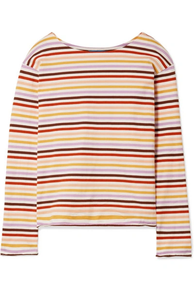Shop M.i.h. Jeans Striped Cotton-jersey Top In Cream