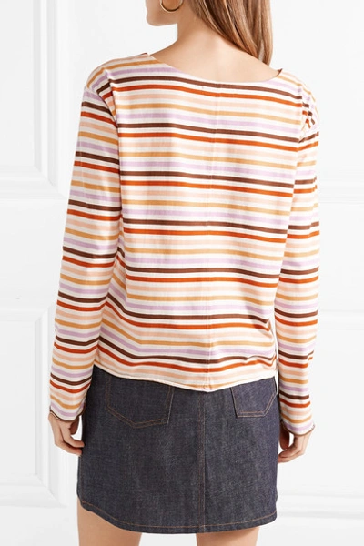 Shop M.i.h. Jeans Striped Cotton-jersey Top In Cream