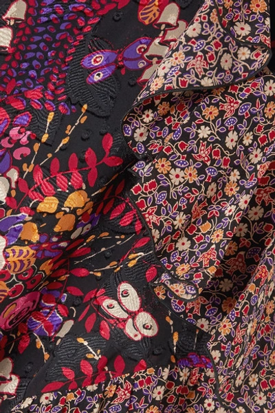 Shop Anna Sui Butterflies And Bells Asymmetric Silk-jacquard Midi Skirt In Purple