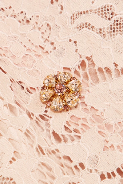 Shop Dolce & Gabbana Crystal-embellished Corded Lace Mini Dress In Blush