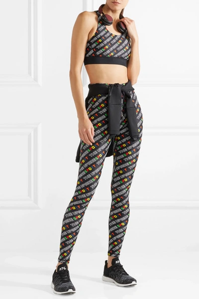 Shop The Upside Anna Printed Stretch Sports Bra In Black