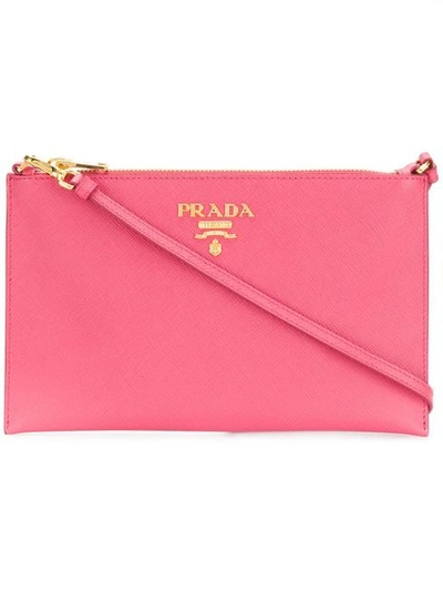Shop Prada Logo Shoulder Bag In Pink